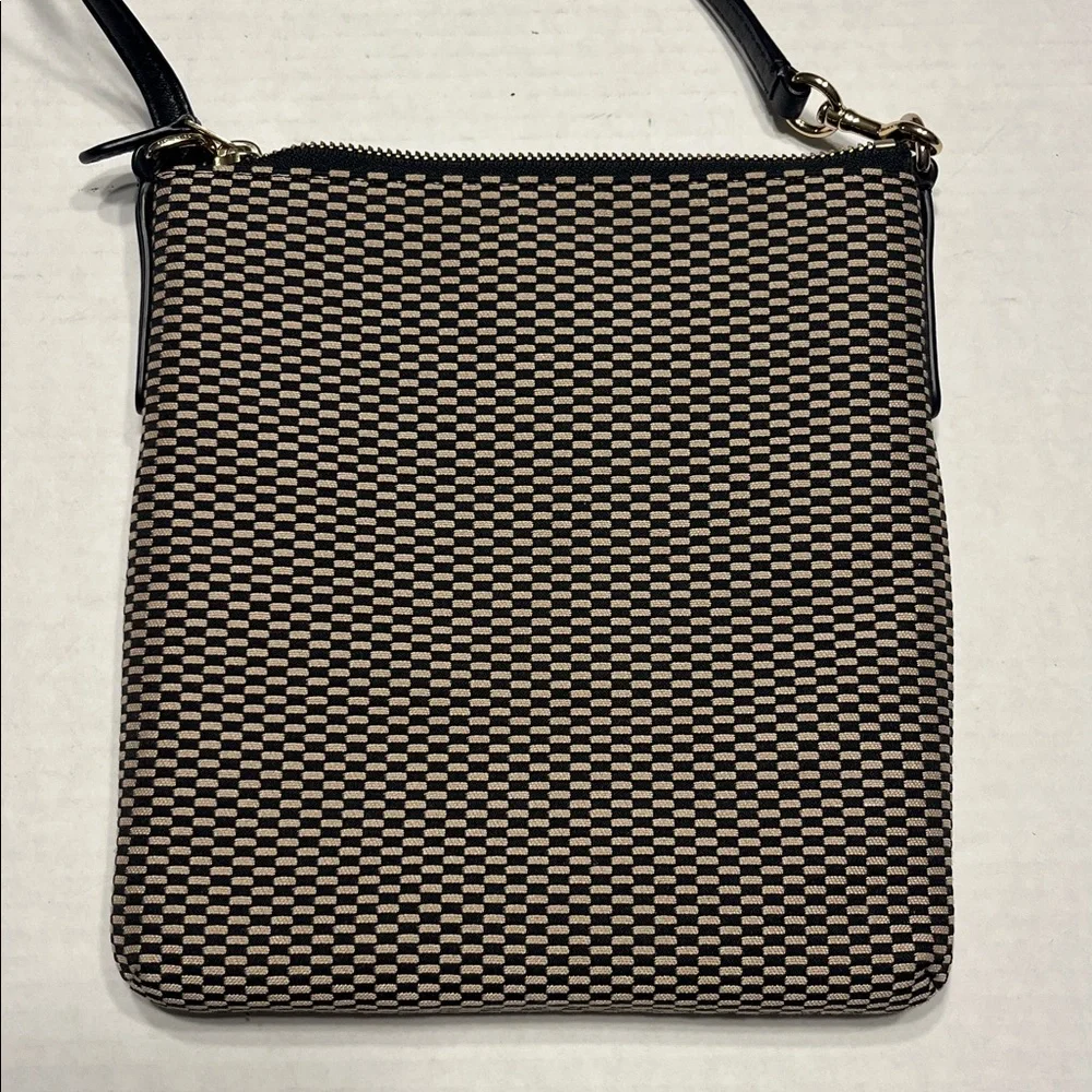 Coach Kitt Black Tan Crossbody Bag Purse jacquard